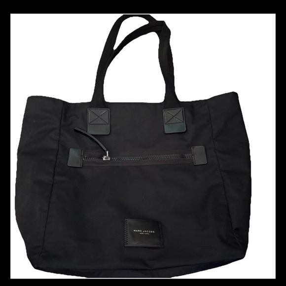 MARC JACOBS Biker Nylon Tote Large Black Bag Leather Accent - Picture 1 of 16